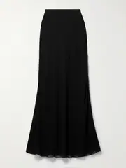 [KHAITE] KHAITE - Mauva Silk-chiffon Maxi Skirt - Black - US0 US 0 Black