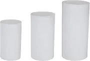 3 Pieces Cylinder Stands Cylinder Pedestal Stands Cylinder Tables Dessert Table for Wedding Anniversary Ceremony Thanksgiving, White