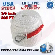 3/4 Inch Rope 200FT (19mm x 61m) Twisted 3 Strand Anchor Rope Braided Boat Line
