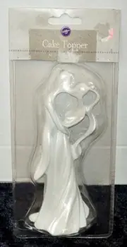 WILTON Cake Toppers, Bride And Groom White Abstract Modern NEW