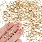 PECMER Split Key Rings 3/8 Inch Jump Rings -Pale Gold 300 Pcs Key Rings Bulk -Split Round Metal Keyring for Lanyards, Tags, CraftsKeys, Keychain, Jewelry Making Supplies