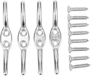 Flagpole Cleat Hook Stainless Steel Rope Fixing Cleat Hook for Flagpole Small Boats Durable Rust Proof Easy Install for Yachts and Marine Use 2 Pcs 65mm
