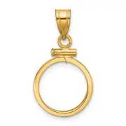 14K Yellow Gold Wideband Distinguished Coin Jewelry Polished 14.0mm X 1.1mm Screw Top Bezel Pendant