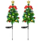 2PCS Durable Stake Light with Star Solar Multicolor Lawn Lamp Xmas Tree Outside