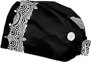 [FVQL] 2 Pcs Nurse Caps for Women, Reusable Surgical Cap Scrub Cap, Yinyang Pattern Floral Abstract