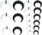CENPEK 18 Pieces Expander Nose Rings for Piercing, Septum Buffalo Taper, C Shape Acrylic Pincher Tapers for Men and Women, Nose, Ear Cartilage