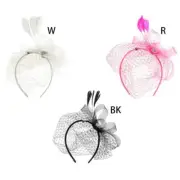Mesh Ribbon Fascinator Hat Topper Pearl Flower Wedding Cocktail Headwear