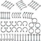 60 Pcs/Pack Mix Styles Body Piercing Tongue Belly Nose Ring Lip Piercing JewelRP