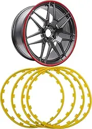 Wheel Protector Car Wheel Hub Rim Edge Protector Ring, Set of 4, Nylon Decorative Strip Tire Guard,Car Vehicle Color Wheel Rims Protectors for All Cars,tire Trim Strip (C(Size:18 inches,Color:Yellow)