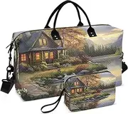 [ZRYSMY] Duffel Bag for Traveling, Country Scene Landscape Travel Bag Gym Bag, with Multiple Interior Pockets Shoulder Weekender Bag for Women Men with Toiletry Bag 20.5L x 1.9W x 13.8H, Multi-Colored