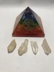 7 Chakra Orgone Crystal Tree of Life Healing Crystal Pyramid 70-75mm Generator