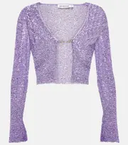 [Self-Portrait] Self-Portrait Sequined cropped cardigan AU 14 purple