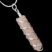 Natural ROSE Quartz Chakra Crystal Wire Wrapped Spiral Pendant Handmade Necklace