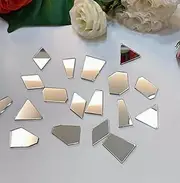 Set of 50pcs Acrylic Mirror Crystal Rhinestone,Mix Sizes and Shapes Non Sewing Flatback Acrylic Crystals Mirror Pieces for DIY Crafts (Silver Mirror)