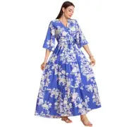 Dubai Floral Abaya Muslim Women Long Maxi Dress Caftan Kaftan Islamic Arab Gown