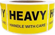 Heavy Printed Label 50.8x76.2mm Handle with Care 2x3 inch Adhesive Yellow Sticker for Applying on Cardboard Boxes, Satchels, Pallet Wrap 550 Labels Per Roll…