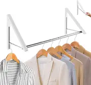 Retractable Clothing Rack Wall Mounted Folding Clothes Hanger - Closet Storage Organizer - Collapsible Drying Rack for Laundry Room(Set of 2 with Rod)