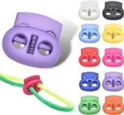 100 Pcs Multicolor Plastic Cord Locks for Drawstrings Double Hole Spring Stopper