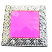 12HS Set Of 16 Western Screw Back Concho Light Fuschia Square Crystals Bling