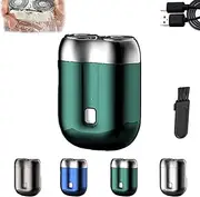 New Model Mini Dual Head Electric Shaver, Upgrade Razor with Dual Motor Portable Usb for Men, Rechargeable Waterproof Washable Pocket Shavers (Green)