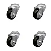 3 Inch Black Polyurethane Wheel Swivel Bolt Hole Caster Set Service Caster Brand