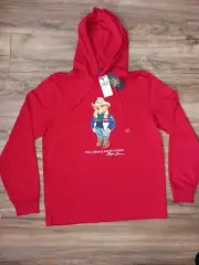 NWT Ralph Lauren Polo Bear Shirt - Adult Medium M Hooded Long Sleeve Pullover