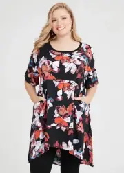 Taking Shape Natural Floral Shadow Tunic Size 14 Plus RRP $139.95 New with Tag