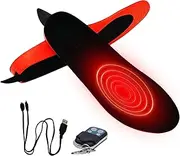 [Dusehu] Electric Heated Insoles Remote Control Foot Warmer USB Heating Insoles Heated Insoles Feet Warmer for Skiing, Motorcycles, Climbing Or Walking, Without