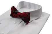 Mens Red Tarten Patterned Bow Tie With Tinsel