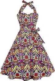 [Topdress] Women'sVintage Polka Audrey Dress 1950s Halter Retro Cocktail Dress