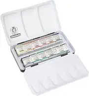 [Schmincke] Horadam Aquarell Paint Box Compact Metal Box with 12 Finest Watercolour Paints, 74654097, Painting Set, Basic Colours Set Cesc Farré, 10 x 1/2 Bowls, 1 x 1/1 Bowl