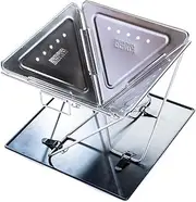 KINGS Portable Stainless Steel Folding Firepit 42 x 42 cm Height 32cm has Baseplate and Storage Bag