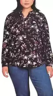 Hilary Radley Ladies Long Sleeve Blouse Size XL, Color Blue