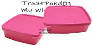 Tupperware Square Rounds 8 oz Half Size Freezer Mini Containers Set 2 Pink New