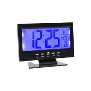unbrand Hot Selling Large Screen Electronic Alarm Clock Intelligent Voice Control Night Light Date Alarm Clock Black