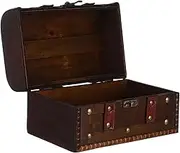Hoement Treasure Chest Box: Pirate Treasure Chest Storage Handmade Decorative For Classroom Party Decorations Dark Brown