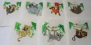JUMPIN' JUNGLE Embroidered Quilt Blocks-9" Squares-Set of 7-Pre-washed Cotton
