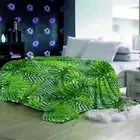 Green Light Mixed Coconut Tree 3D Warm Plush Fleece Blanket Picnic Sofa Couch