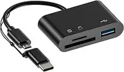 S D Card Camera Reader, 2.0 S d Card Reader, Compatible Type C Adapter, Memory Card Adapter with Dual Card Slot, Card Reader Plug for Smartphones Microo S d Card Laptops Tablets
