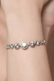 Silver Tone Crystal Flow Bracelet
