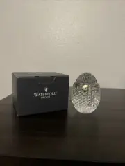 Waterford Crystal Egg Shaped Paperweight Dorset Pattern SIGNED W/LABEL 4.25"H