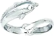 [JewelryWeb] 14k White Gold CZ Simulated Diamond Top Adjustable Dolphin Body Jewelry toe ring-toe ring for Women