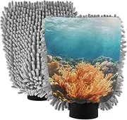 XYMZR Underwater Coral Reef Absorbent Microfiber Car Wash Mitt, Funny Cute Anime Scratch Free for Cars Cleaning, Home Cleaning Mitts, 2 Pack, 10.24” L x 7.09” W