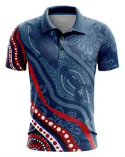 Yrs7-8 SS Navy Indigenous Sublimated Polo With Logo