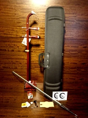 Solid Rosewood Chinese Erhu,2-Stringed Fiddle + Deluxe Hard Case, Rosin L290