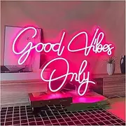 Hanging Art Neon Signs Neon Sign Good Vibes Only Sign For Bachelorette Party Engagement Birthday Favors,LED Light Signs For Wall Decor - (Color : Pink)