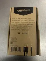 Amazon Basics 3.5mm 2-Male RCA Adapter Audio Stereo Cable 4 FT. NEW FAST SHIP