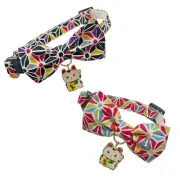 Breakaway Cat Collar with "ManekiNeko"charm and Bell /Red . Black /S .M