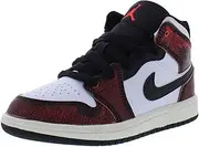 [Nike] Air Jordan 1 Mid Pre School, Black/Infared 23-white-sail, 3 Little Kid