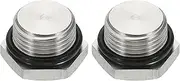 uxcell NPT Pipe Plug Fitting, 304 Stainless Steel NPT3/8 Male Outer Hex Thread for Plumbing Fixed with Sealing Rubber Ring Pack of 2
